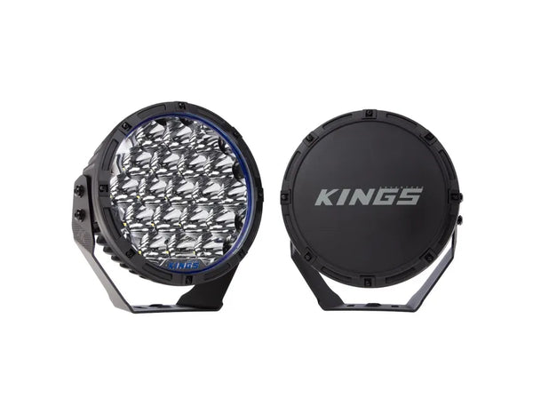 Kings 9" Lethal Driving Lights (Pair) | Lens Covers Included | 1 Lux @ 1,212 M | 16,362 Lumens | IP68 and IP69K | 3mm Powder-Coated Brackets